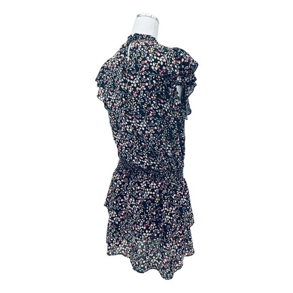 Micro Floral Print Smocked Waist Ruffle Sleeve Dress Large Boho Chic Cottagecore - Picture 8 of 15